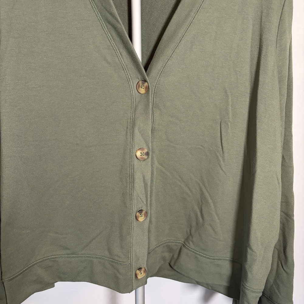 Candace Cameron Bure XL Green Cardigan Cottage Minimalist QVC Buttons Boho Hippi - Picture 3 of 15